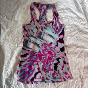 90 Degree By Reflex Pink and Blue Swirl Tank Top